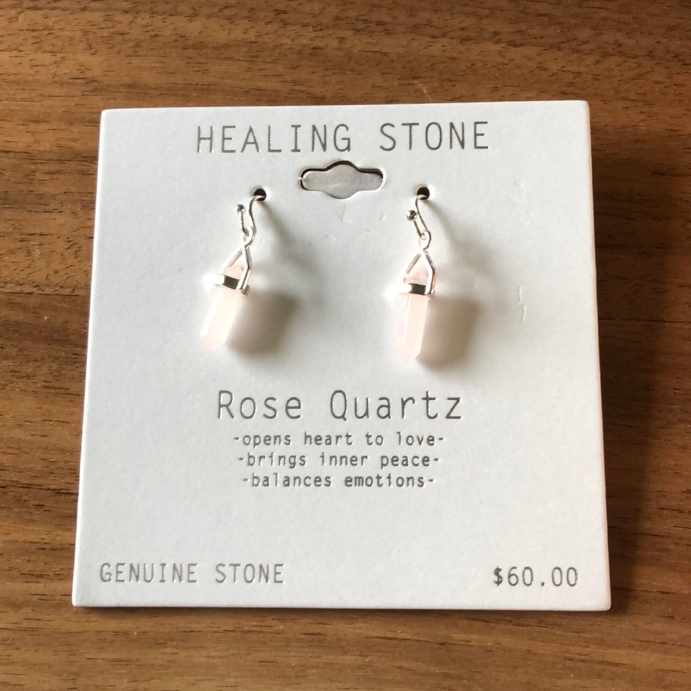 Set of Rose Quartz earrings and necklace